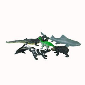 Diorama Plastic Miniature Animals Shark, Skunk, Bear, Dinosaur, Alligator, Dolph